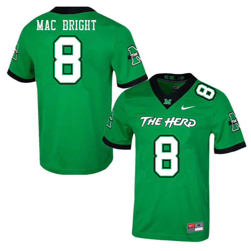 Men #8 Tah Mac Bright Marshall Thundering Herd College Football Jerseys Stitched-Green - Click Image to Close